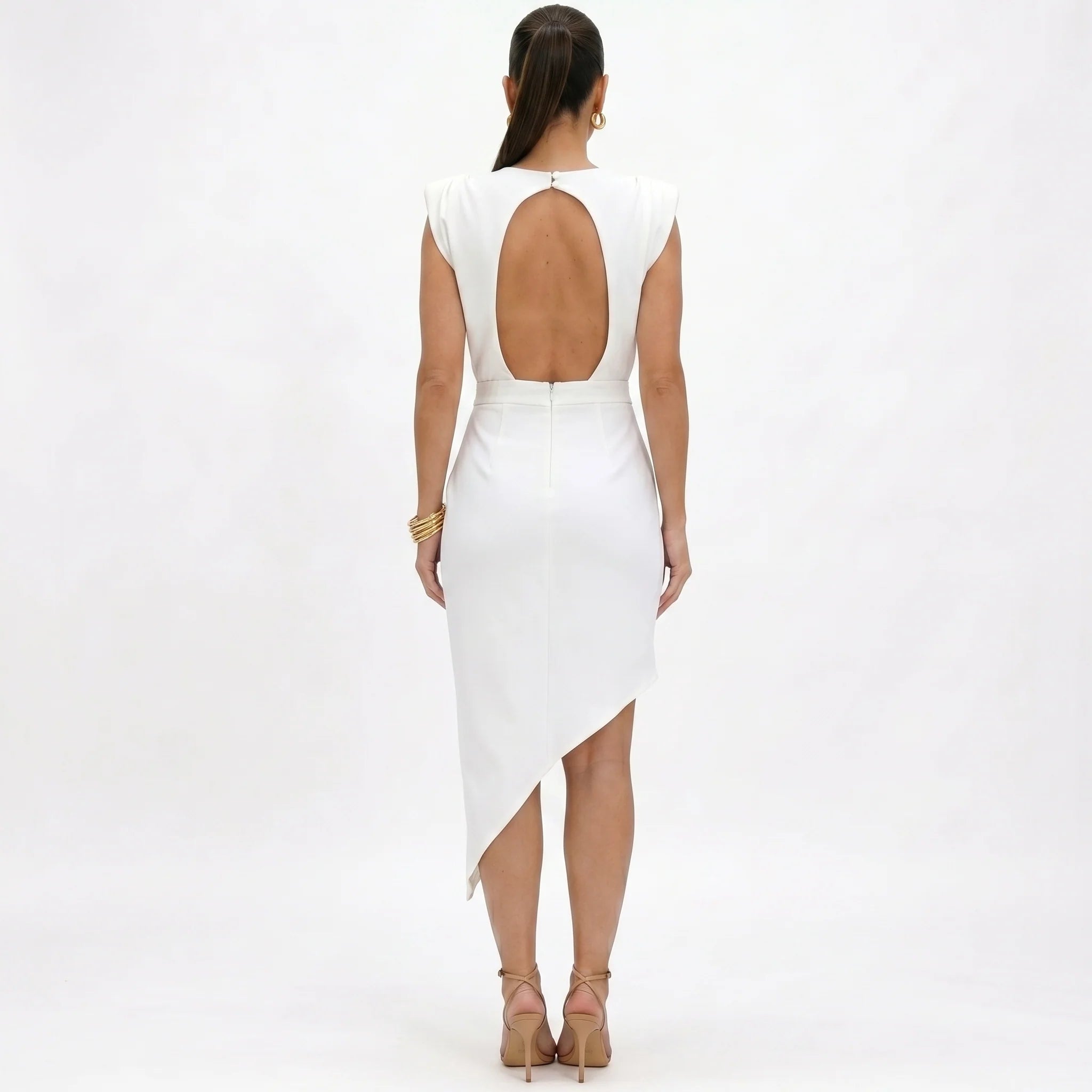 Aurora | Vestito asimmetrico con spalle strutturate