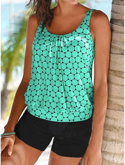 Maglieria | Set tankini a pois che copre la pancia con pantaloncini da bagno