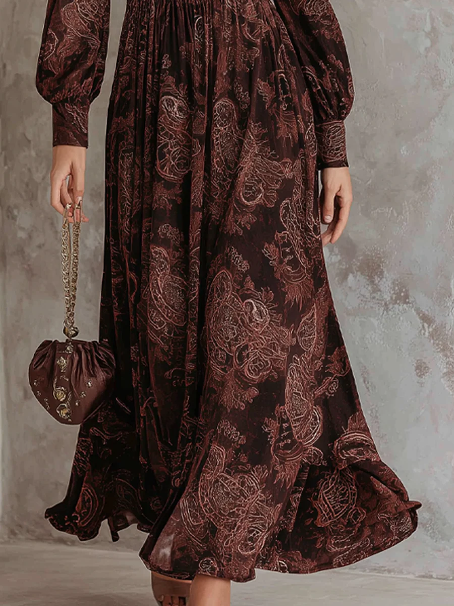 Elora™ | Abito Midi Paisley con Zip al Collo Marlene