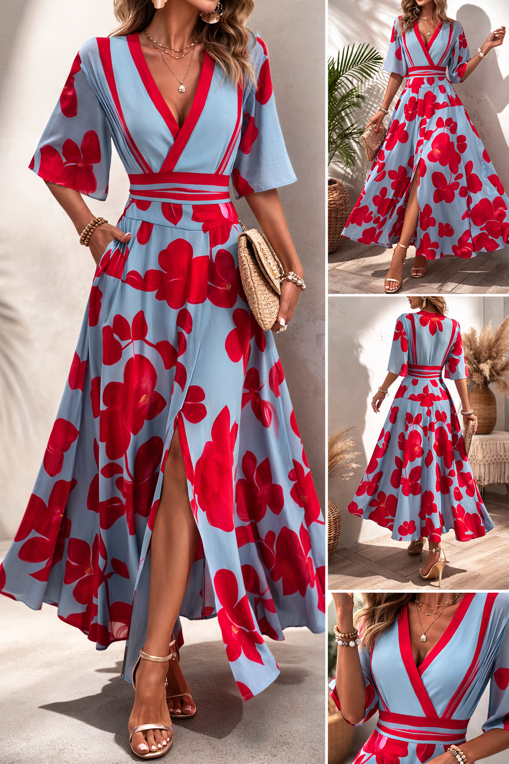 Noelle | Vestito floreale primaverile con scollo a V
