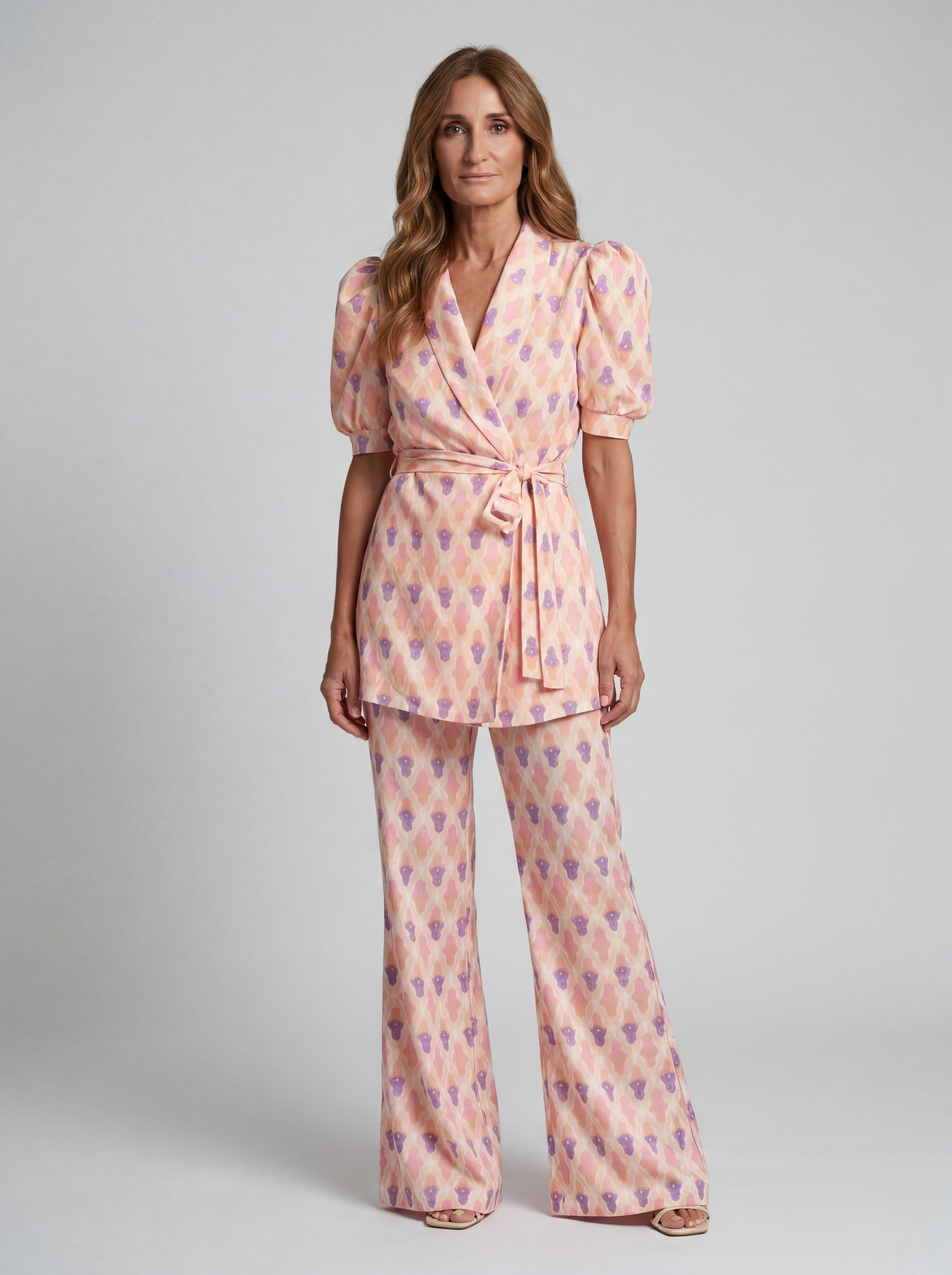 Araceli | Set stampato con blazer e pantaloni svasati