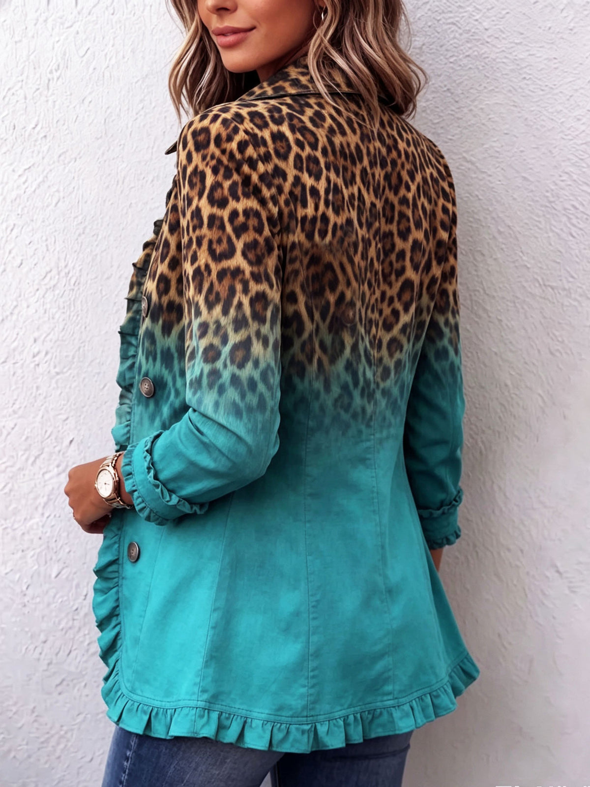 Elspeth™ | Blazer con rouches effetto leopardato ombré