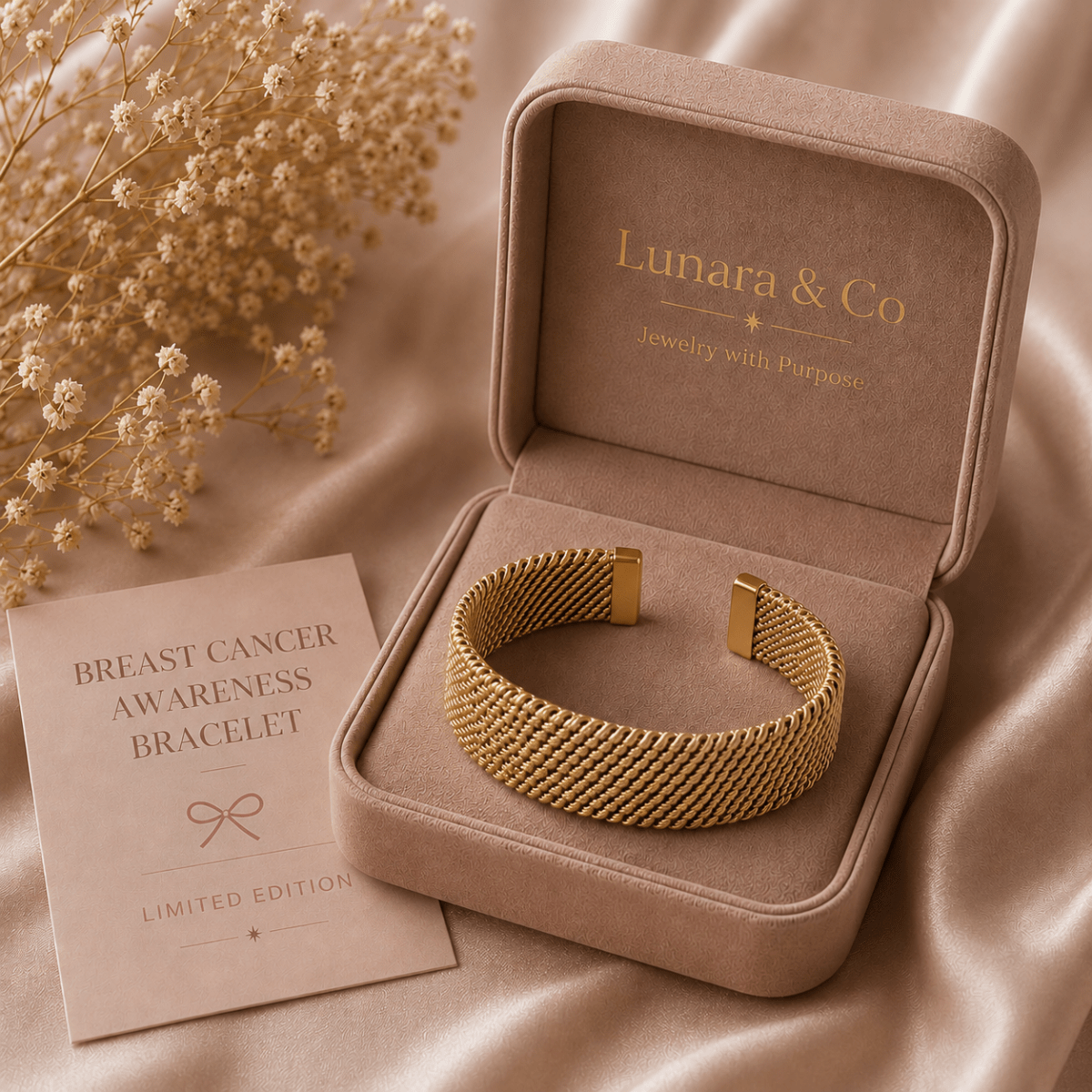 Sensibilizzazione sul tumore al seno | Bracciale classico aperto in maglia intrecciata vintage | 1+1 Gratis - Serena Roma