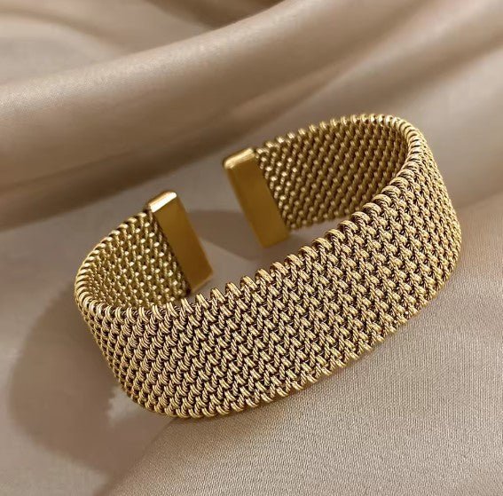 Sensibilizzazione sul tumore al seno | Bracciale classico aperto in maglia intrecciata vintage | 1+1 Gratis - Serena Roma