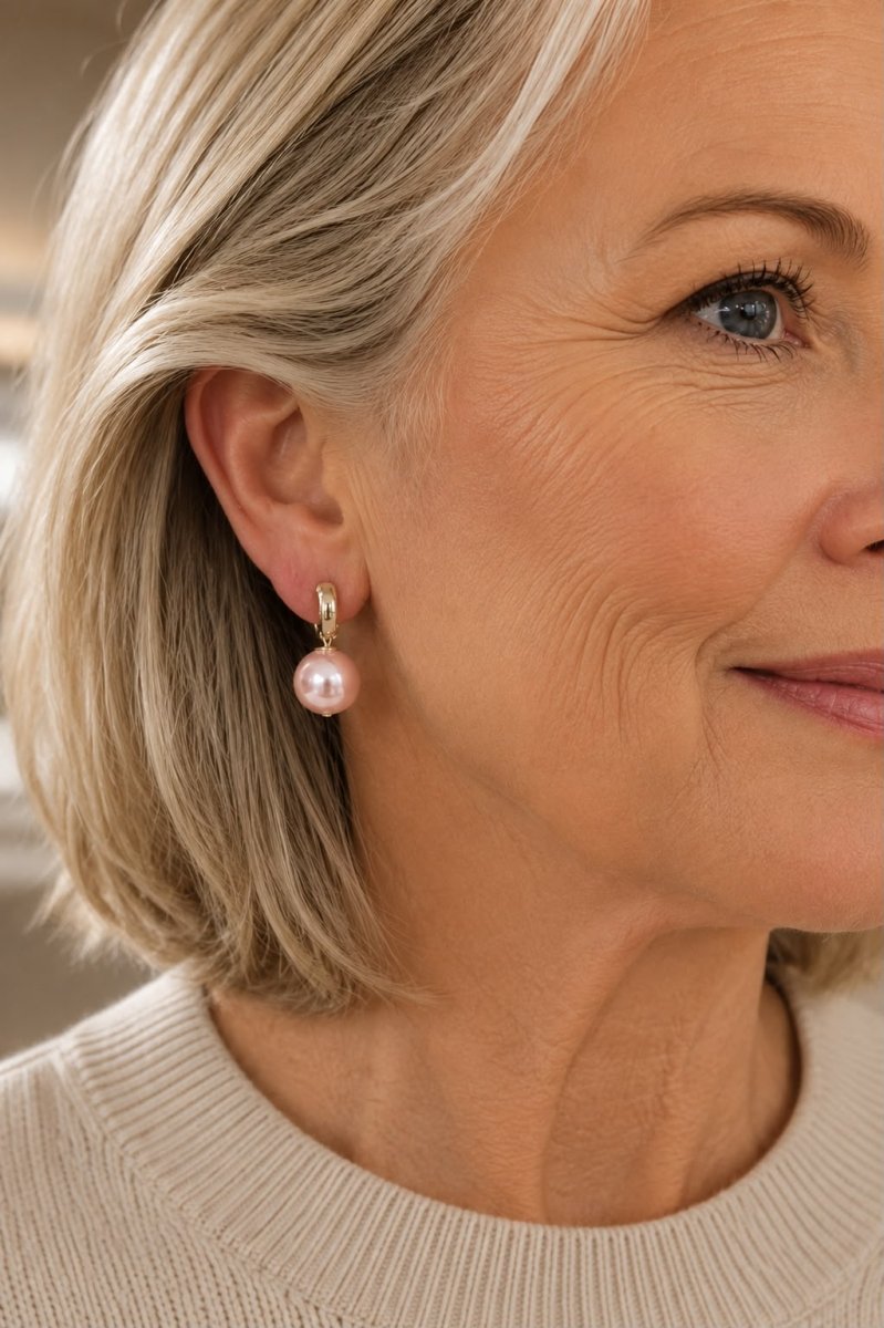 Sensibilizzazione sul tumore al seno | Orecchini classici con perle | 1+1 Gratis - Serena Roma