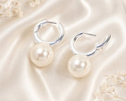 Sensibilizzazione sul tumore al seno | Orecchini classici con perle argentati | 1+1 Gratis - Serena Roma