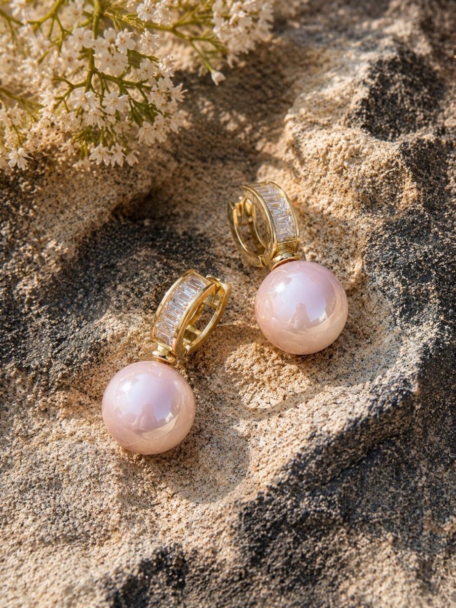 Sensibilizzazione sul tumore al seno | Orecchini con perle rosa cipria | 1+1 Gratis - Serena Roma