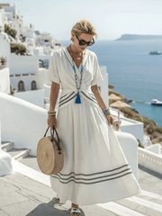 Seren | Short Sleeve V Neck Wrap Style Midi Dress - Serena Roma