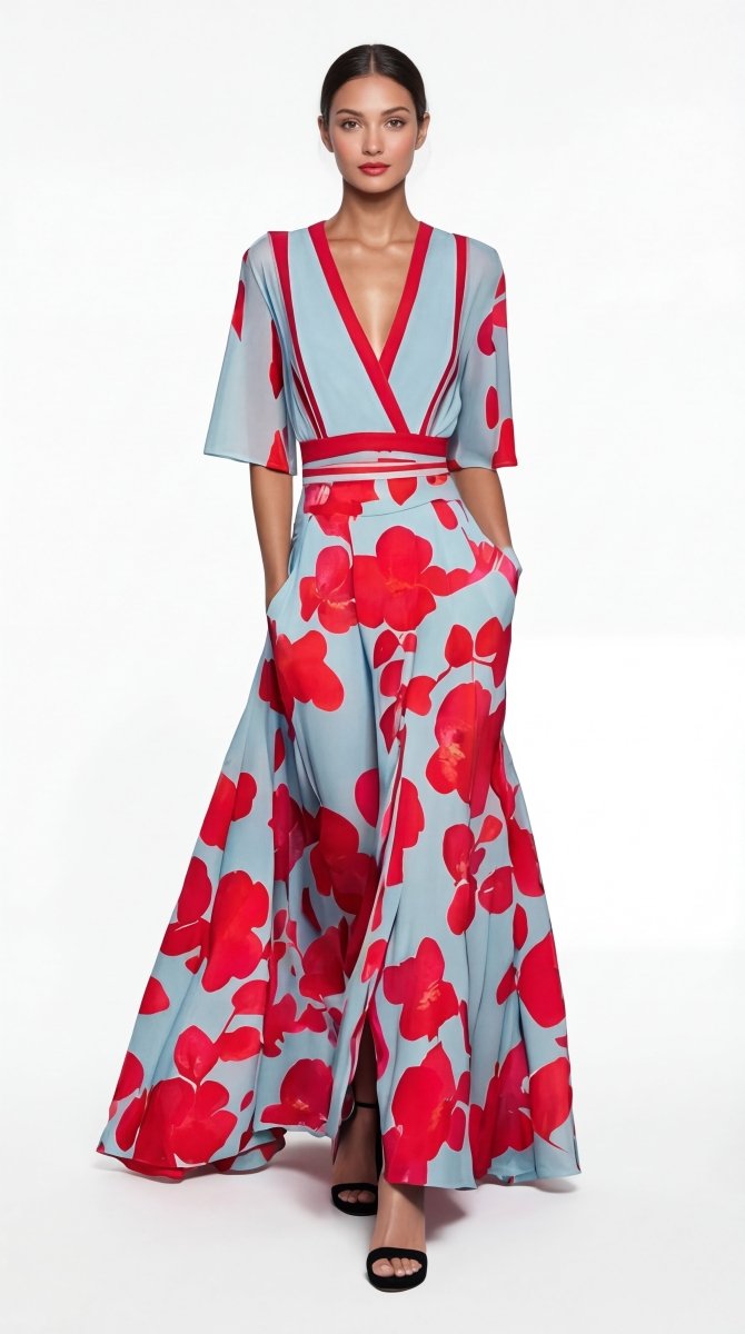 Valentina : Abito lungo elegante con scollatura profonda - Serena Roma