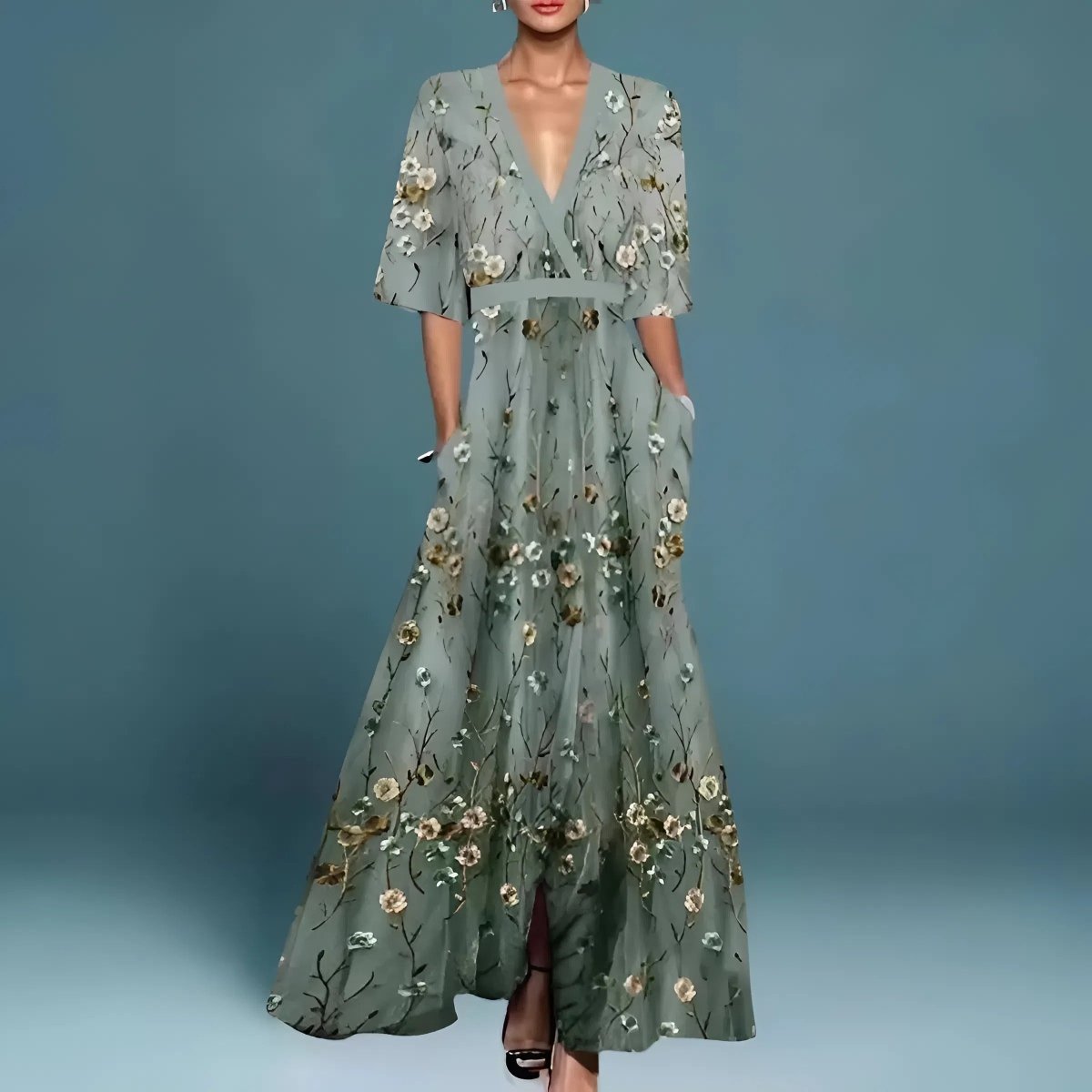 Valentina : Abito lungo elegante con scollatura profonda - Serena Roma