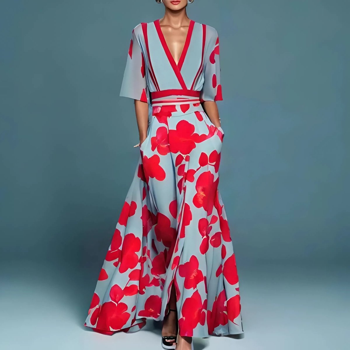 Valentina : Abito lungo elegante con scollatura profonda - Serena Roma