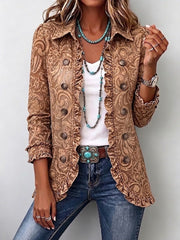 Vyclara™ | Giacca con rouches e motivo floreale vintage in stile boho - Serena Roma